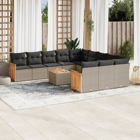 Garden sofa set 12 pieces with gray synthetic rattan cushions by , Garden sets - Ref: Foro24-3228118, Price: 775,72 €, Discou...