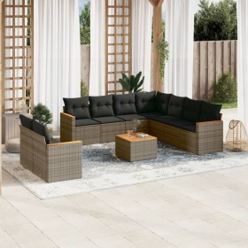 Garden sofa set 10 pieces with gray synthetic rattan cushions by , Garden sets - Ref: Foro24-3258511, Price: 629,97 €, Discou...