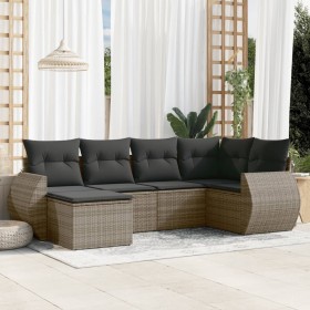 Set mit 6 Gartenmöbeln und Kissen synthetisches Rattangrau von , Gartensets - Ref: Foro24-3253997, Preis: 430,28 €, Rabatt: %