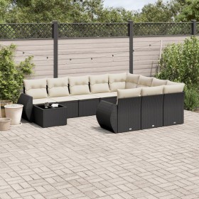 Garden sofa set 11 pieces and black synthetic rattan cushions by , Modular outdoor sofas - Ref: Foro24-3221925, Price: 750,84...