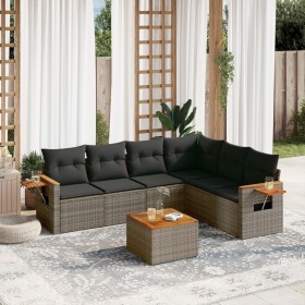 7-piece garden sofa set with gray PE rattan cushions by , Garden sets - Ref: Foro24-3226851, Price: 474,08 €, Discount: %