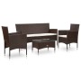 Garden furniture set 4 pieces with brown synthetic rattan cushions by vidaXL, Garden sets - Ref: Foro24-45888, Price: 190,88 ...