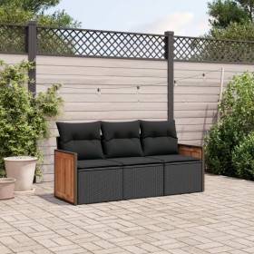 Set Gartensofas mit Kissen 3 Stück synthetisches Rattan schwarz von , Gartensets - Ref: Foro24-3227434, Preis: 212,95 €, Raba...