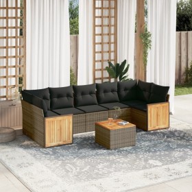 Garden sofa set 8 pieces and gray synthetic rattan cushions by , Garden sets - Ref: Foro24-3227495, Price: 538,21 €, Discount: %