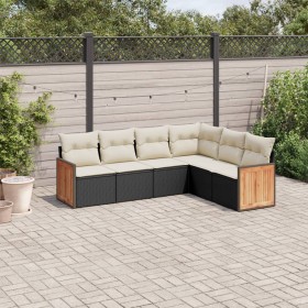 Set aus 6-teiligen Gartensofas und Kissen Kunstrattan schwarz von , Gartensets - Ref: Foro24-3227680, Preis: 416,70 €, Rabatt: %