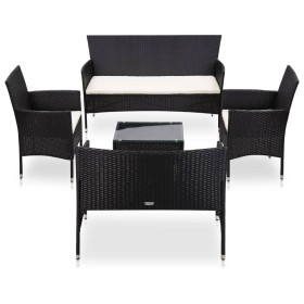 Garden furniture and cushions set 5 pieces black synthetic rattan by vidaXL, Garden sets - Ref: Foro24-45893, Price: 240,43 €...