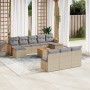 Set von 11-teiligen Gartensofas mit beigen Kissen aus synthetischem Rattan von , Gartensets - Ref: Foro24-3228075, Preis: 679...