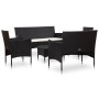 Set muebles de jardín y cojines 5 piezas ratán sintético negro de vidaXL, Conjuntos de jardín - Ref: Foro24-45893, Precio: 24...