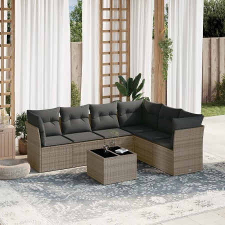 7-piece garden sofa set with gray PE rattan cushions by , Garden sets - Ref: Foro24-3249529, Price: 444,57 €, Discount: %