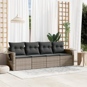 Garden sofa set 4 pieces with gray synthetic rattan cushions by , Garden sets - Ref: Foro24-3252217, Price: 313,04 €, Discoun...