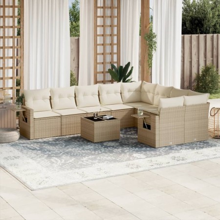 Garden sofa set with beige cushions, 10 pieces, made of synthetic rattan. by , Garden sets - Ref: Foro24-3252985, Price: 892,...