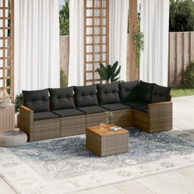 Set de sofás de jardín 7 piezas con cojines ratán PE gris de , Conjuntos de jardín - Ref: Foro24-3258399, Precio: 428,99 €, D...