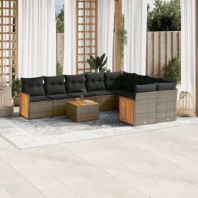 Set de sofás de jardín 10 pzas con cojines ratán sintético gris de , Conjuntos de jardín - Ref: Foro24-3227992, Precio: 636,8...