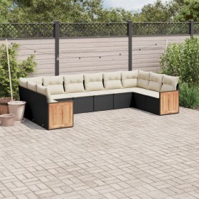 Garden sofa set 10 pieces with black synthetic rattan cushions by , Garden sets - Ref: Foro24-3228002, Price: 648,81 €, Disco...