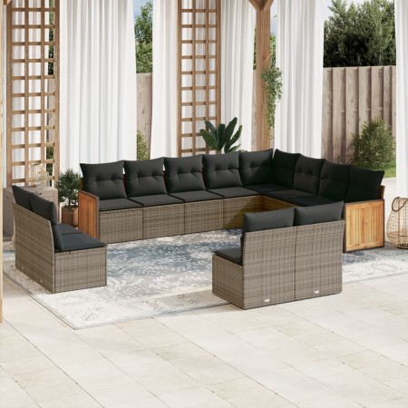 Garden sofa set 12 pieces with gray synthetic rattan cushions by , Garden sets - Ref: Foro24-3228153, Price: 759,38 €, Discou...