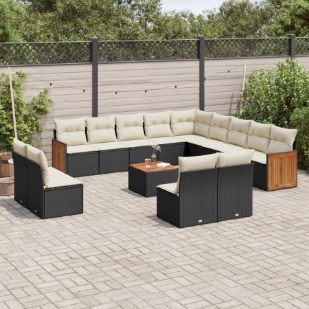 Set mit 14 Gartensofas mit schwarzen Kissen aus synthetischem Rattan von , Gartensets - Ref: Foro24-3228170, Preis: 845,87 €,...