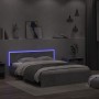 Concrete gray headboard bed frame and LED lights 160x200cm by , Beds and slatted bases - Ref: Foro24-3207598, Price: 196,35 €...