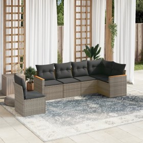 6-piece garden furniture set and gray synthetic rattan cushions by , Garden sets - Ref: Foro24-3258420, Price: 397,65 €, Disc...