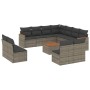 12-teiliges Gartensofa-Set mit grauen synthetischen Rattankissen von , Gartensets - Ref: Foro24-3258497, Preis: 707,92 €, Rab...