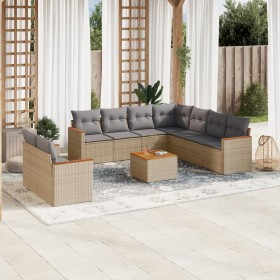 Garden sofa set with beige cushions 10 pieces synthetic rattan by , Garden sets - Ref: Foro24-3258510, Price: 731,69 €, Disco...