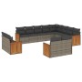 12-teiliges Gartensofa-Set mit grauen synthetischen Rattankissen von , Gartensets - Ref: Foro24-3260597, Preis: 953,56 €, Rab...