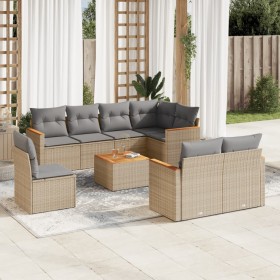 9-teiliges Gartensofa-Set mit beigen synthetischen Rattankissen von , Gartensets - Ref: Foro24-3258573, Preis: 665,99 €, Raba...