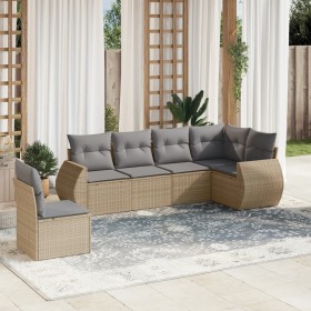 Garden sofa set with cushions 6 pieces beige synthetic rattan by , Garden sets - Ref: Foro24-3221428, Price: 438,56 €, Discou...