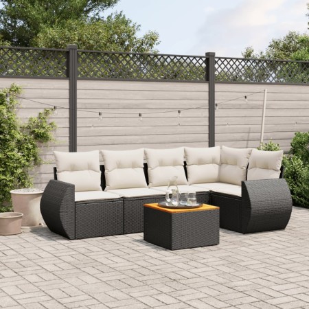 6-teiliges Gartensofa-Set und schwarze synthetische Rattankissen von , Gartensets - Ref: Foro24-3224992, Preis: 396,11 €, Rab...