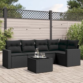 6-teiliges Gartensofa-Set und schwarze synthetische Rattankissen von , Gartensets - Ref: Foro24-3218925, Preis: 381,42 €, Rab...