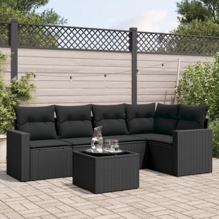 6-piece garden sofa set and black synthetic rattan cushions by , Garden sets - Ref: Foro24-3218925, Price: 381,42 €, Discount: %