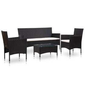 4-piece garden furniture set and black synthetic rattan cushions by vidaXL, Garden sets - Ref: Foro24-45889, Price: 187,99 €,...