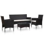 Set de muebles de jardín 4 pzas y cojines ratán sintético negro de vidaXL, Conjuntos de jardín - Ref: Foro24-45889, Precio: 1...