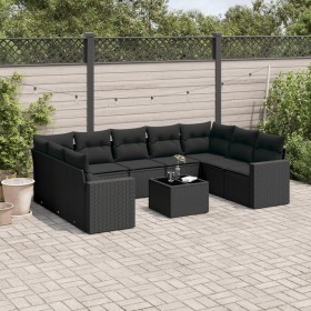 Gartensofa-Set 10-teilig mit schwarzen synthetischen Rattankissen von , Gartensets - Ref: Foro24-3219395, Preis: 589,99 €, Ra...