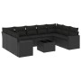 Set de sofás de jardín 10 pzas cojines ratán sintético negro de , Conjuntos de jardín - Ref: Foro24-3219395, Precio: 589,28 €...