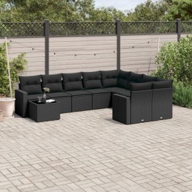 Gartensofa-Set 10-teilig mit schwarzen synthetischen Rattankissen von , Gartensets - Ref: Foro24-3219445, Preis: 596,54 €, Ra...