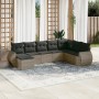 8-teiliges Gartensofa-Set und graue synthetische Rattankissen von , Modulare Sofas für den Außenbereich - Ref: Foro24-3221759...