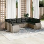 Set de muebles de jardín 9 pzas y cojines ratán sintético gris de , Sofás modulares de exterior - Ref: Foro24-3221799, Precio...