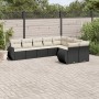 8-teiliges Gartensofa-Set und schwarze synthetische Rattankissen von , Modulare Sofas für den Außenbereich - Ref: Foro24-3221...