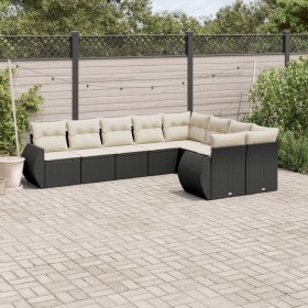 Set de sofás de jardín 8 piezas y cojines ratán sintético negro de , Sofás modulares de exterior - Ref: Foro24-3221835, Preci...