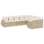 Set de sofás de jardín 9 pzas con cojines ratán sintético beige de , Sofás modulares de exterior - Ref: Foro24-3221837, Preci...