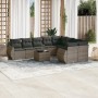 10-teilige Gartensofagarnitur mit grauen synthetischen Rattankissen von , Modulare Sofas für den Außenbereich - Ref: Foro24-3...