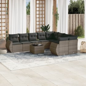 Set de sofás de jardín 10 pzas con cojines ratán sintético gris de , Sofás modulares de exterior - Ref: Foro24-3221849, Preci...