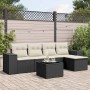 6-teiliges Gartensofa-Set und schwarze synthetische Rattankissen von , Modulare Sofas für den Außenbereich - Ref: Foro24-3222...