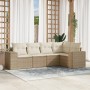 Garden sofa set with cushions 5 pieces beige synthetic rattan by , Modular outdoor sofas - Ref: Foro24-3222527, Price: 476,99...