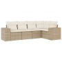 Garden sofa set with cushions 5 pieces beige synthetic rattan by , Modular outdoor sofas - Ref: Foro24-3222527, Price: 476,99...