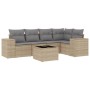 Garden sofa set with cushions 6 pieces beige synthetic rattan by , Modular outdoor sofas - Ref: Foro24-3222538, Price: 440,88...