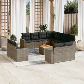 Set de sofás de jardín 12 pzas con cojines ratán sintético gris de , Sofás modulares de exterior - Ref: Foro24-3224387, Preci...