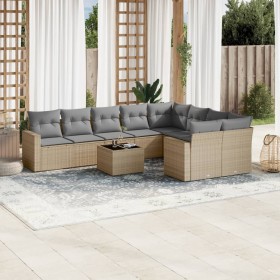 Garden sofa set with beige cushions 10 pieces synthetic rattan by , Modular outdoor sofas - Ref: Foro24-3251786, Price: 778,8...