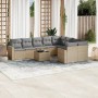 Gartensofa-Set mit beigen Kissen, 10-teilig, synthetisches Rattan von , Modulare Sofas für den Außenbereich - Ref: Foro24-325...