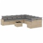 11-teiliges Gartensofa-Set mit beigen synthetischen Rattankissen von , Modulare Sofas für den Außenbereich - Ref: Foro24-3251...